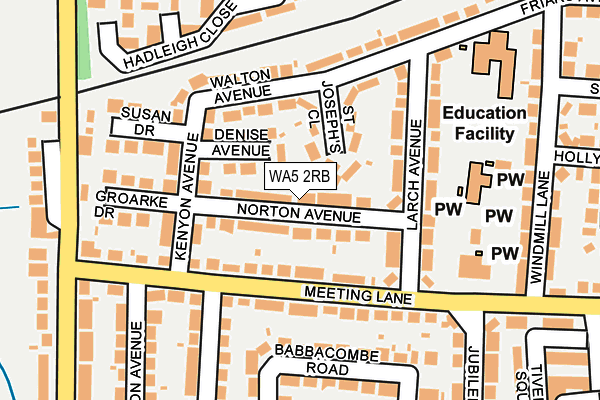 WA5 2RB map - OS OpenMap – Local (Ordnance Survey)