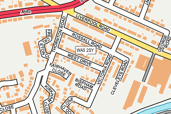 WA5 2SY map - OS OpenMap – Local (Ordnance Survey)