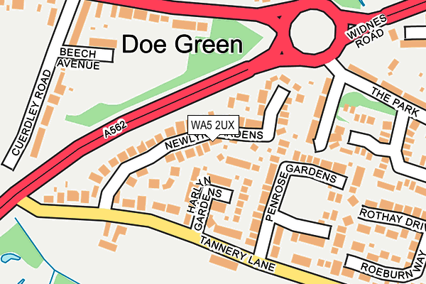 WA5 2UX map - OS OpenMap – Local (Ordnance Survey)