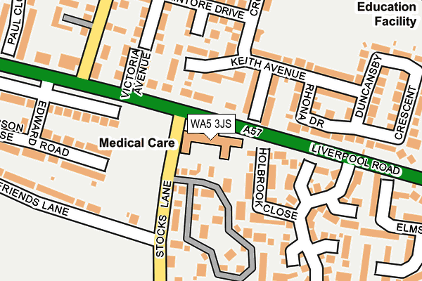 WA5 3JS map - OS OpenMap – Local (Ordnance Survey)
