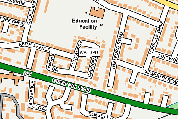 WA5 3PD map - OS OpenMap – Local (Ordnance Survey)
