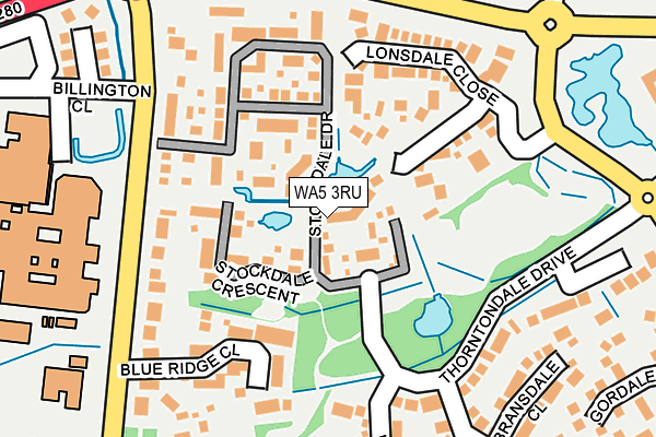 WA5 3RU map - OS OpenMap – Local (Ordnance Survey)