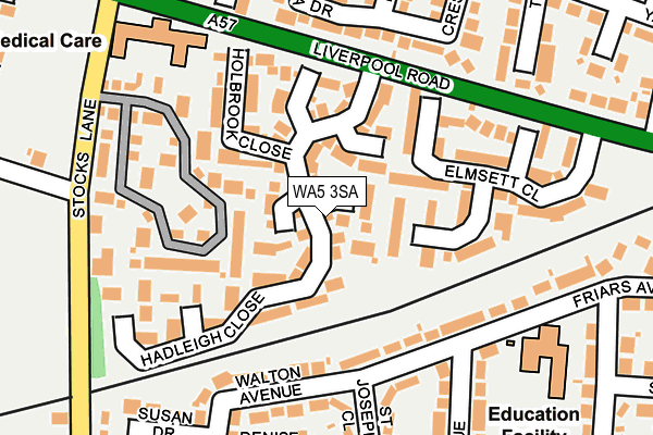 WA5 3SA map - OS OpenMap – Local (Ordnance Survey)
