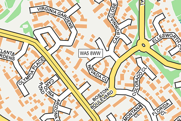 WA5 8WW map - OS OpenMap – Local (Ordnance Survey)