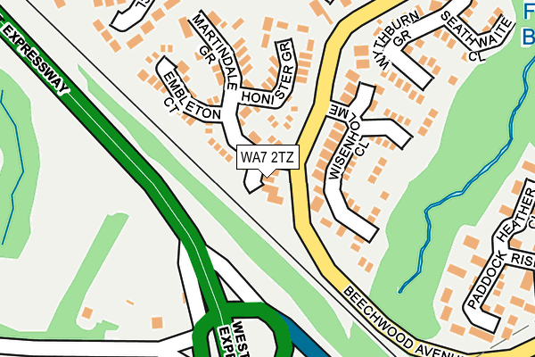 WA7 2TZ map - OS OpenMap – Local (Ordnance Survey)