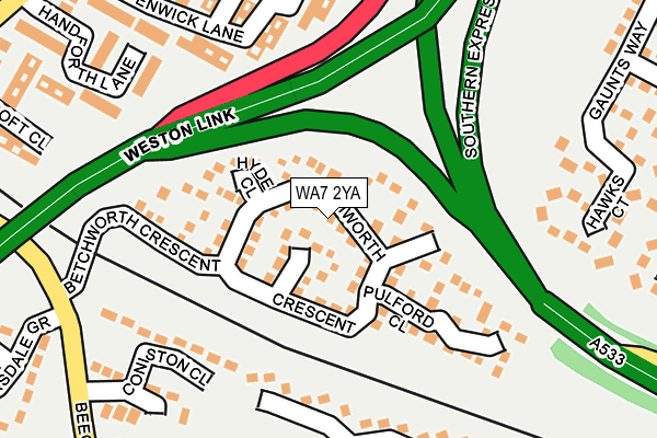 WA7 2YA map - OS OpenMap – Local (Ordnance Survey)