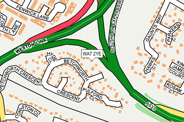 WA7 2YE map - OS OpenMap – Local (Ordnance Survey)