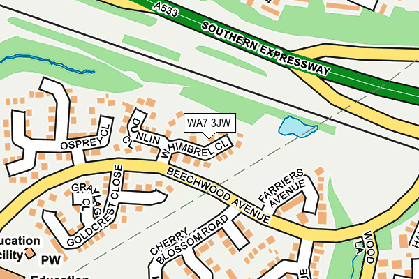 WA7 3JW map - OS OpenMap – Local (Ordnance Survey)