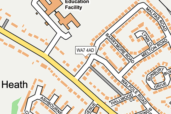 WA7 4AD map - OS OpenMap – Local (Ordnance Survey)