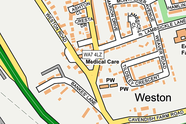WA7 4LZ map - OS OpenMap – Local (Ordnance Survey)