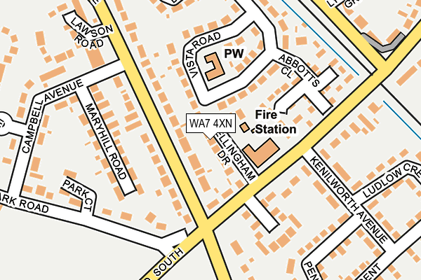 WA7 4XN map - OS OpenMap – Local (Ordnance Survey)
