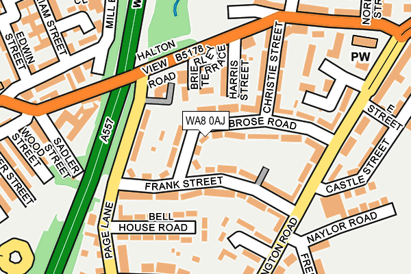 WA8 0AJ map - OS OpenMap – Local (Ordnance Survey)