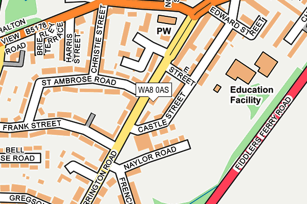 WA8 0AS map - OS OpenMap – Local (Ordnance Survey)
