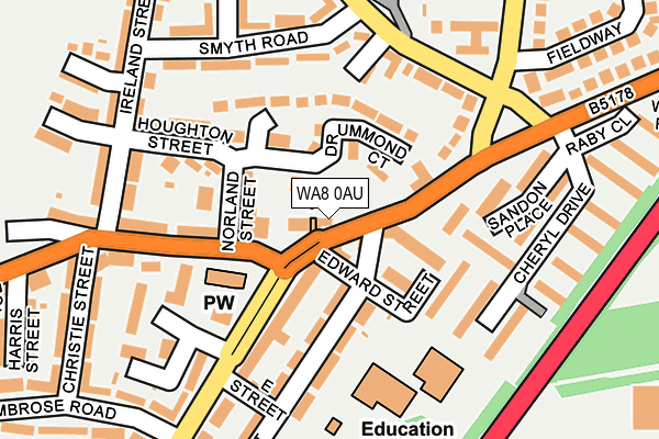 WA8 0AU map - OS OpenMap – Local (Ordnance Survey)