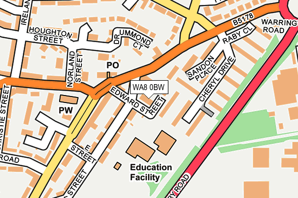WA8 0BW map - OS OpenMap – Local (Ordnance Survey)