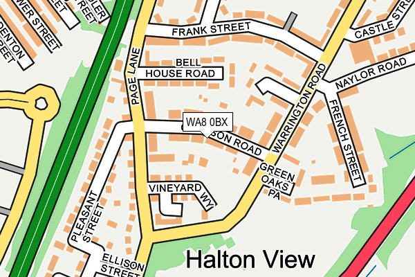 WA8 0BX map - OS OpenMap – Local (Ordnance Survey)