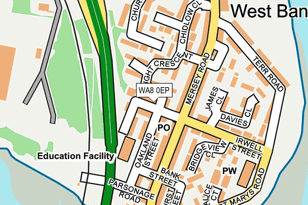 WA8 0EP map - OS OpenMap – Local (Ordnance Survey)