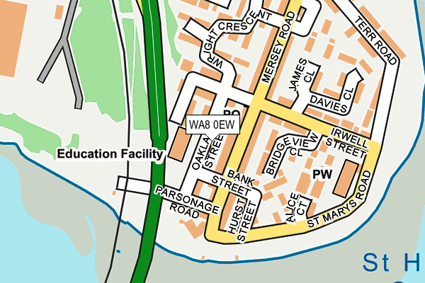 WA8 0EW map - OS OpenMap – Local (Ordnance Survey)
