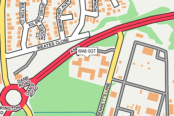 WA8 0GT map - OS OpenMap – Local (Ordnance Survey)