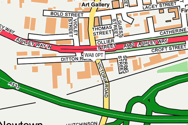 WA8 0PT map - OS OpenMap – Local (Ordnance Survey)