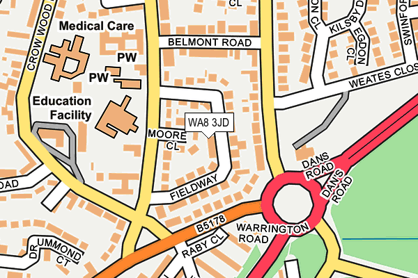 WA8 3JD map - OS OpenMap – Local (Ordnance Survey)