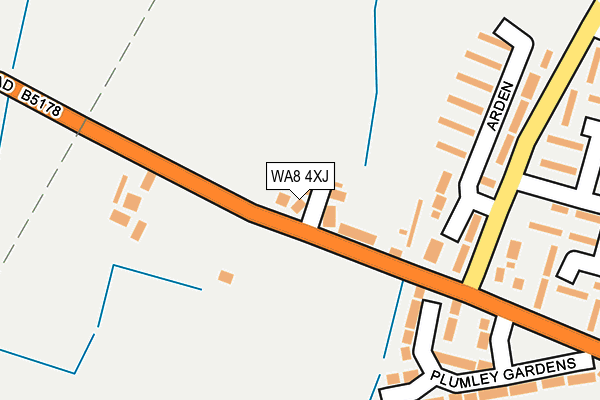 WA8 4XJ map - OS OpenMap – Local (Ordnance Survey)