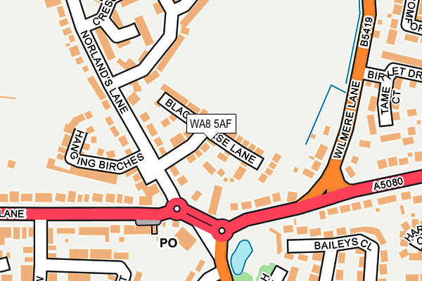 WA8 5AF map - OS OpenMap – Local (Ordnance Survey)