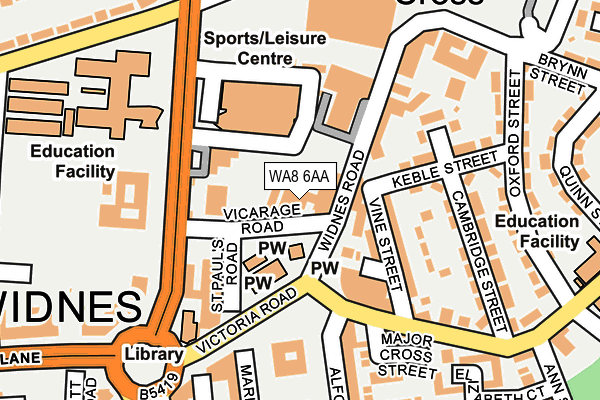 WA8 6AA map - OS OpenMap – Local (Ordnance Survey)