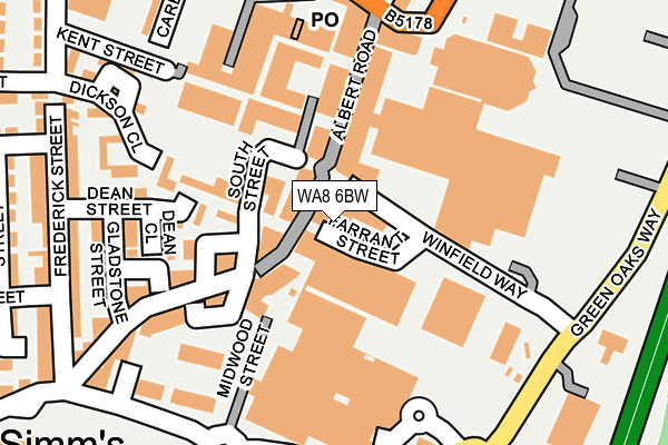WA8 6BW map - OS OpenMap – Local (Ordnance Survey)
