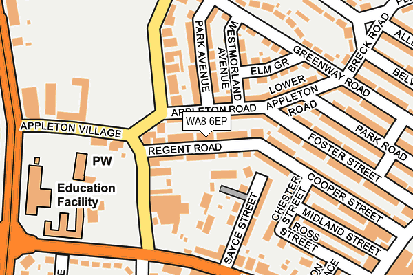 WA8 6EP map - OS OpenMap – Local (Ordnance Survey)
