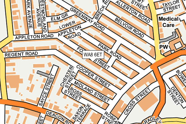 WA8 6ET map - OS OpenMap – Local (Ordnance Survey)