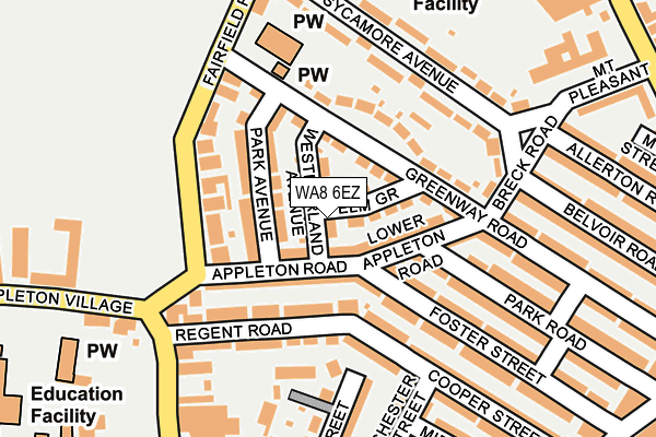 WA8 6EZ map - OS OpenMap – Local (Ordnance Survey)