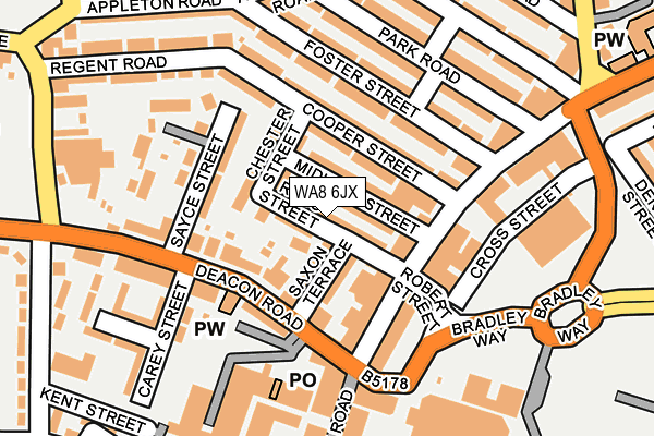 WA8 6JX map - OS OpenMap – Local (Ordnance Survey)