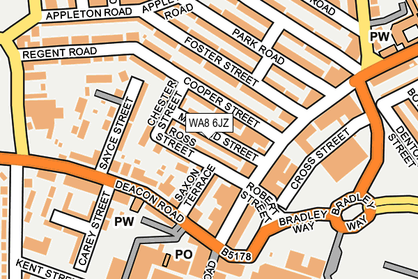 WA8 6JZ map - OS OpenMap – Local (Ordnance Survey)