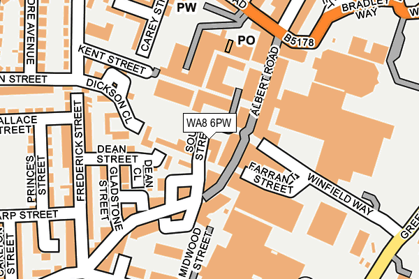 WA8 6PW map - OS OpenMap – Local (Ordnance Survey)