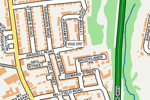 WA8 6RF map - OS OpenMap – Local (Ordnance Survey)