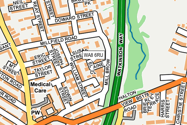WA8 6RU map - OS OpenMap – Local (Ordnance Survey)
