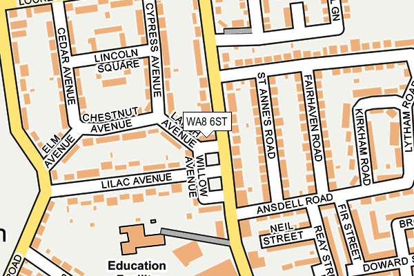 WA8 6ST map - OS OpenMap – Local (Ordnance Survey)