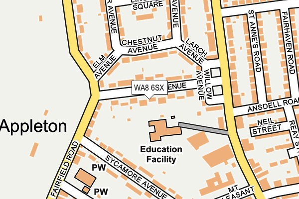 WA8 6SX map - OS OpenMap – Local (Ordnance Survey)