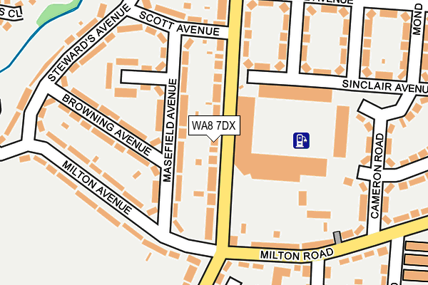 WA8 7DX map - OS OpenMap – Local (Ordnance Survey)