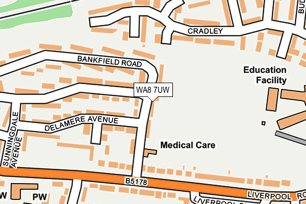WA8 7UW map - OS OpenMap – Local (Ordnance Survey)