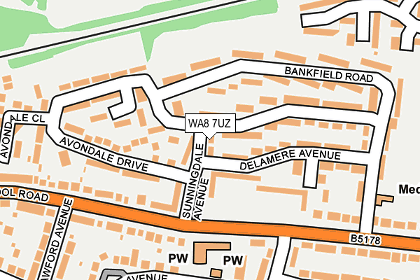 WA8 7UZ map - OS OpenMap – Local (Ordnance Survey)
