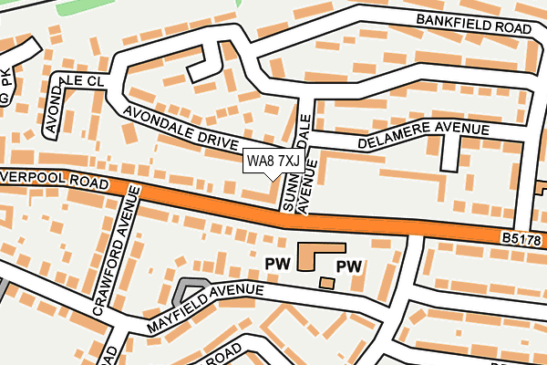 WA8 7XJ map - OS OpenMap – Local (Ordnance Survey)