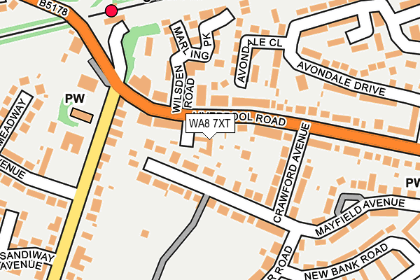 WA8 7XT map - OS OpenMap – Local (Ordnance Survey)