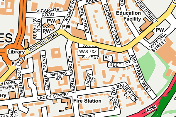 WA8 7XZ map - OS OpenMap – Local (Ordnance Survey)