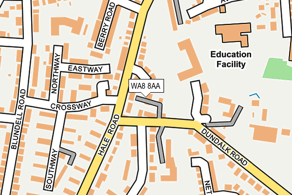 WA8 8AA map - OS OpenMap – Local (Ordnance Survey)