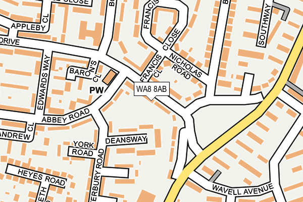 WA8 8AB map - OS OpenMap – Local (Ordnance Survey)