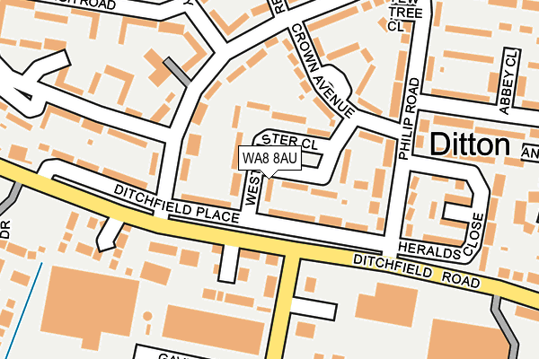 WA8 8AU map - OS OpenMap – Local (Ordnance Survey)
