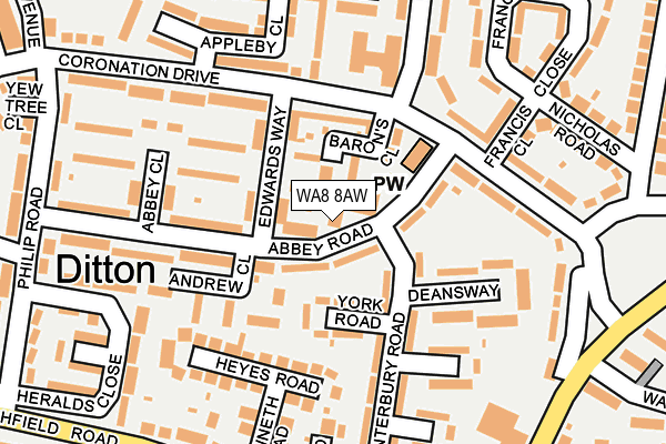 WA8 8AW map - OS OpenMap – Local (Ordnance Survey)