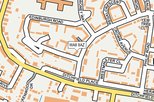 WA8 8AZ map - OS OpenMap – Local (Ordnance Survey)
